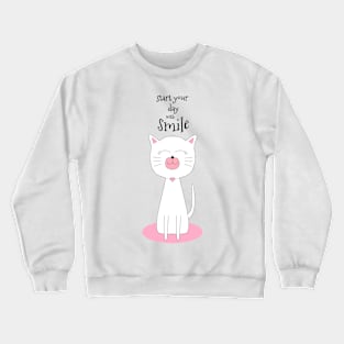 Cute cat smiling with Crewneck Sweatshirt